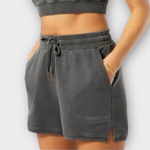 L*Space Women’s XS Sideline Sweat Shorts‎ Washed Black Casual Lounge Sporty New